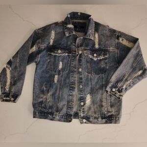 Oversized Distressed Denim Jacket size m
